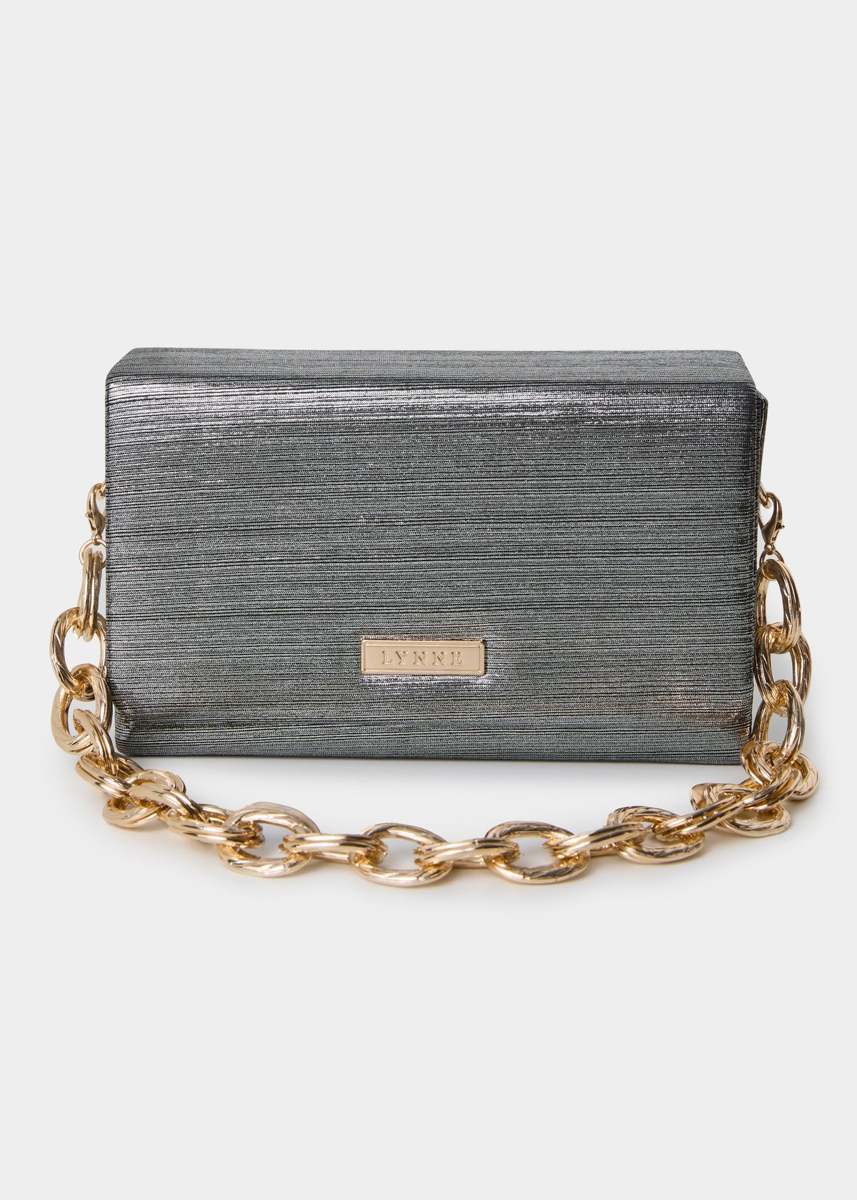 Μεταλλιζέ clutch τσαντάκι με αλυσίδα