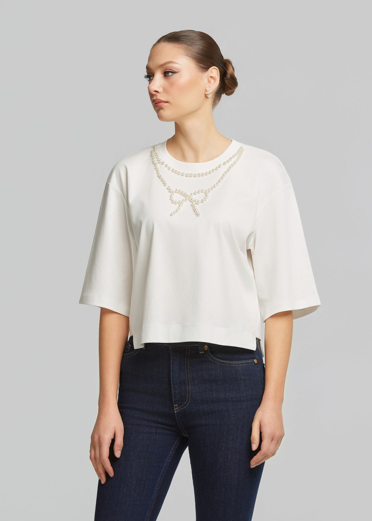 Κροπ μπλούζα με πέρλες