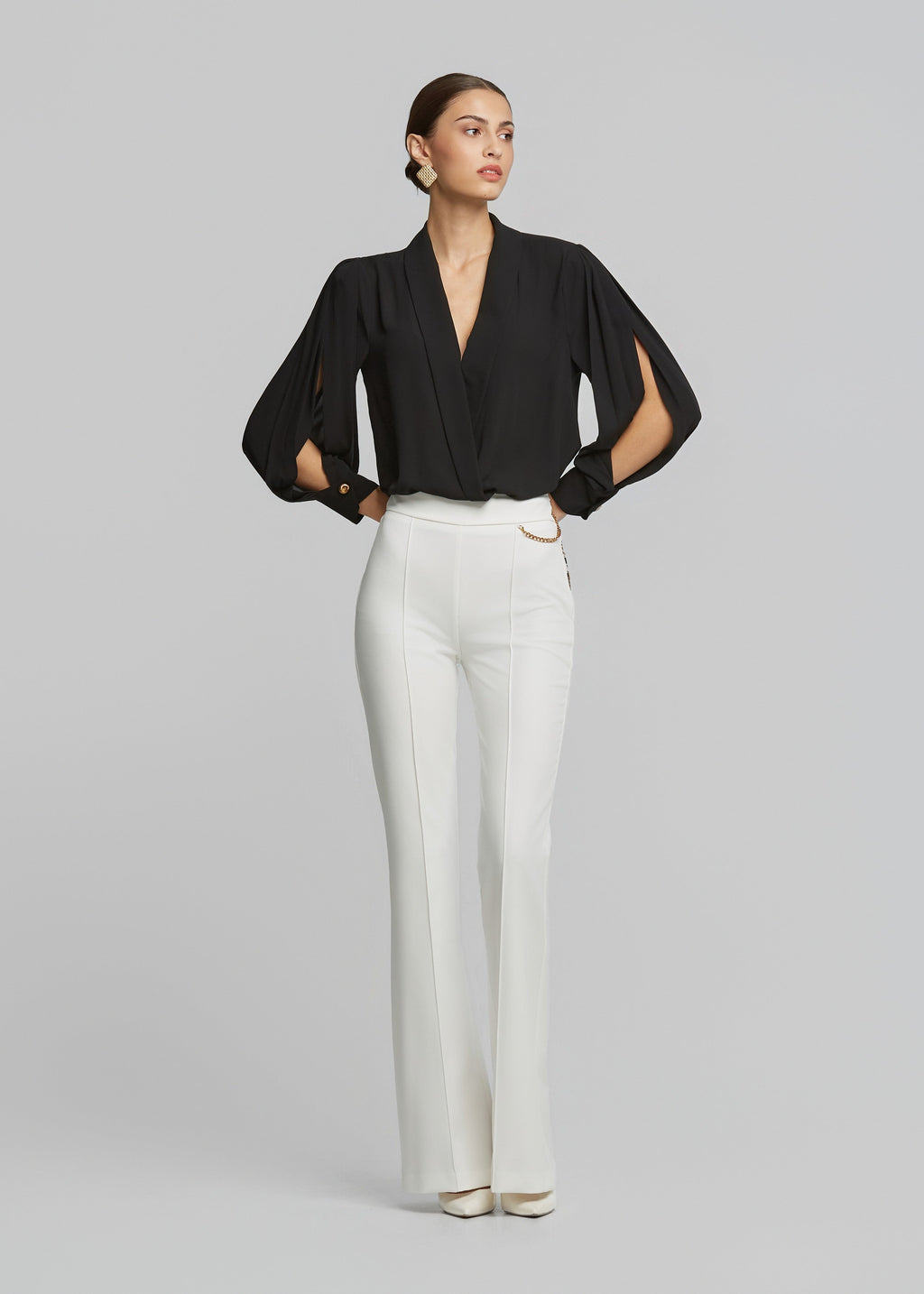Κρουαζέ μπλούζα με άνοιγμα στα μανίκια