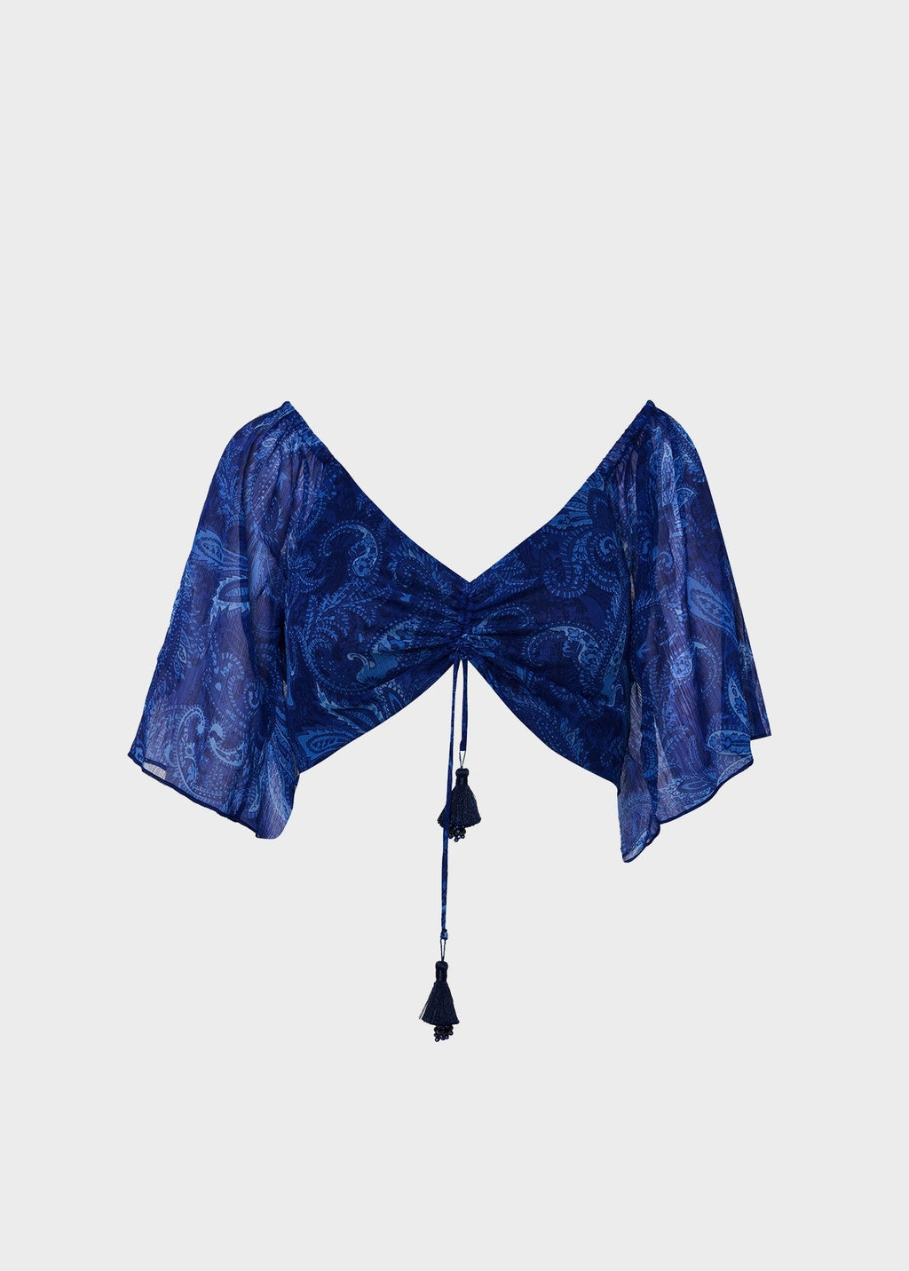 Εμπριμέ butterfly τοπ με σούρες