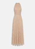 Μάξι φόρεμα με halter neck από δαντέλα